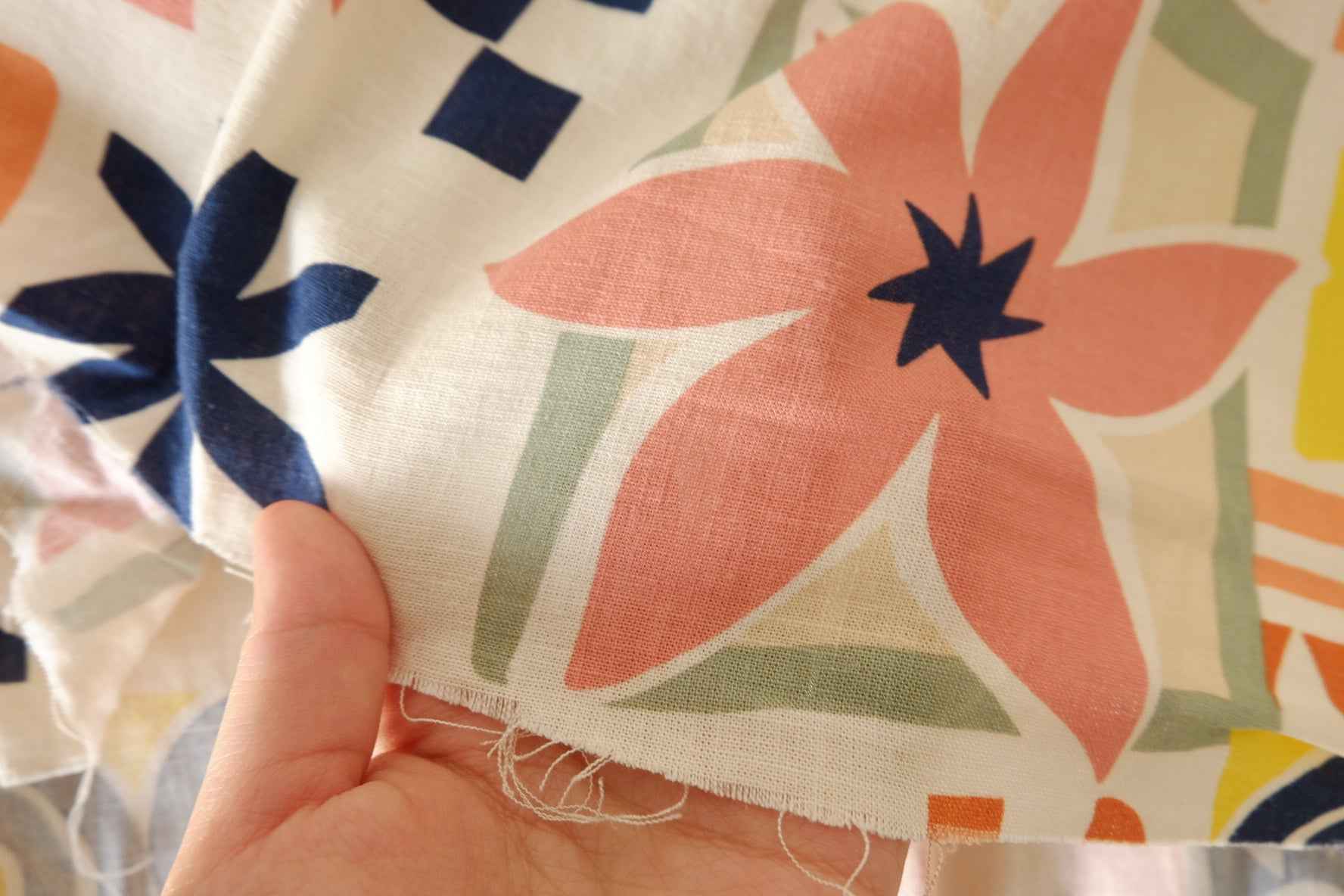 Mediterranean Tile Cotton Linen Fabric – 1.6 yd