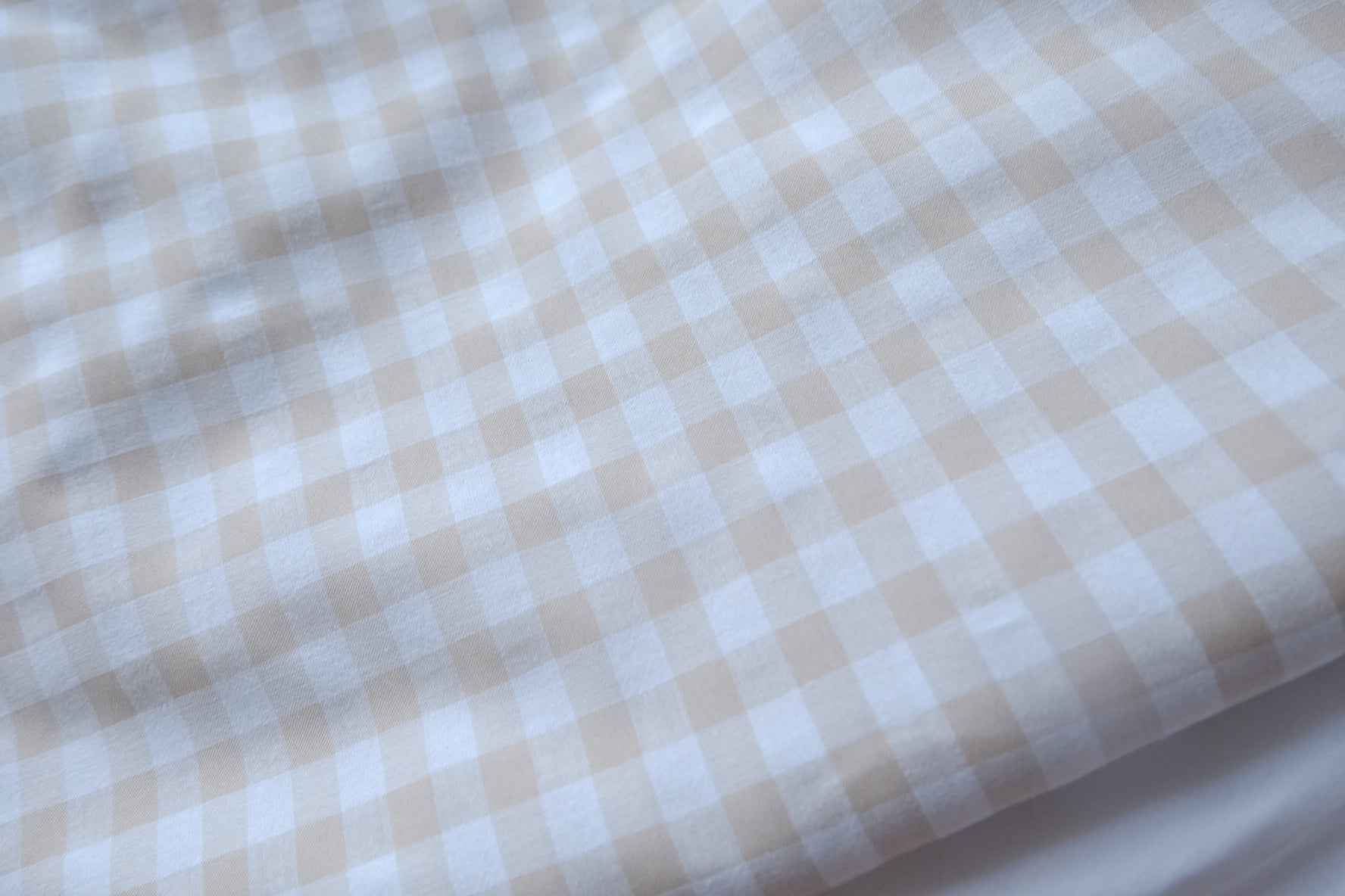 Oatmeal Gingham Cotton Fabric - 2.19 yd