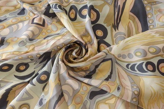 Italian Abstract Silk Cotton Twill – 2.2 yd