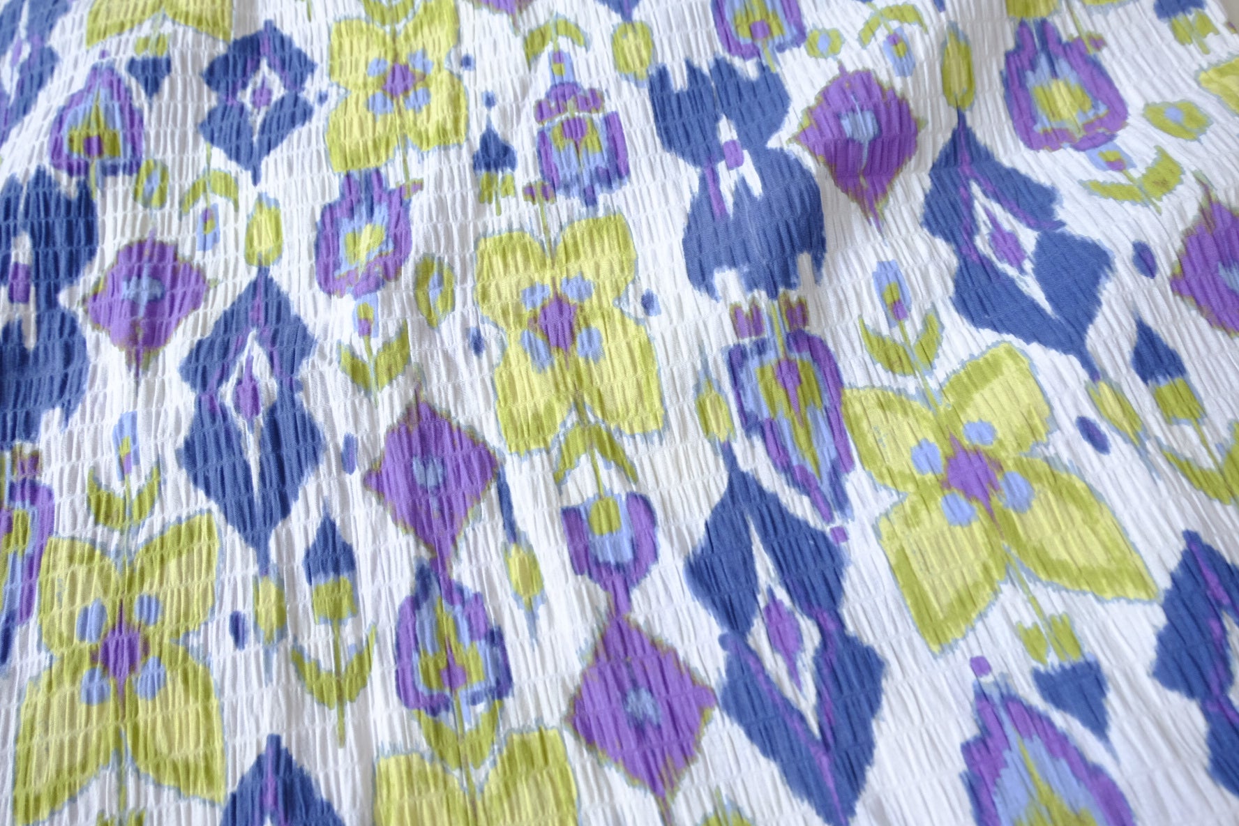 Textured Linen-Cotton Floral in Blue, Lilac & Lime — 1.64 Yards