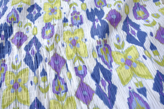 Textured Linen-Cotton Floral in Blue, Lilac & Lime — 1.64 Yards