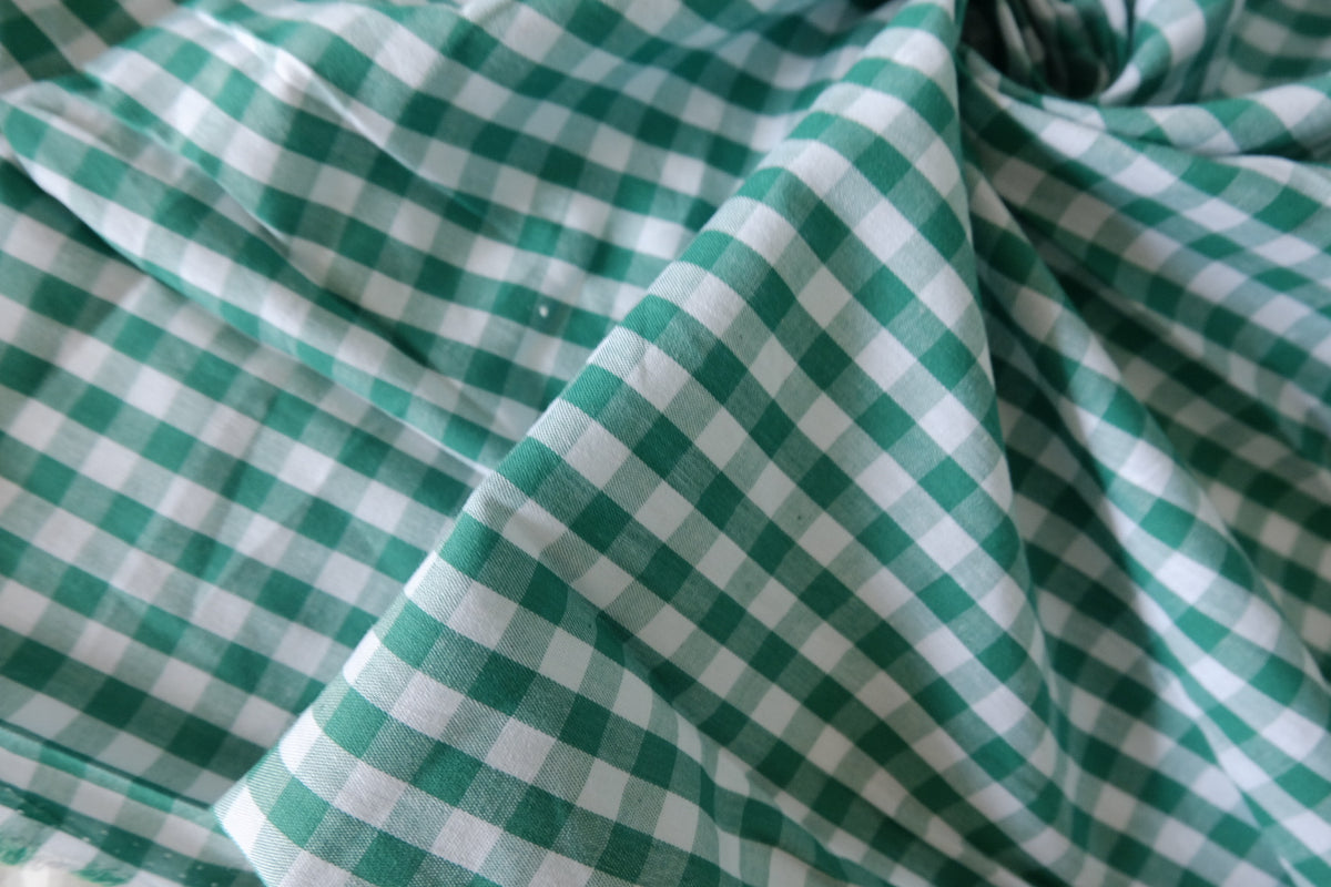 Green Gingham Yarn-Dyed Cotton Fabric – 4.4 yd