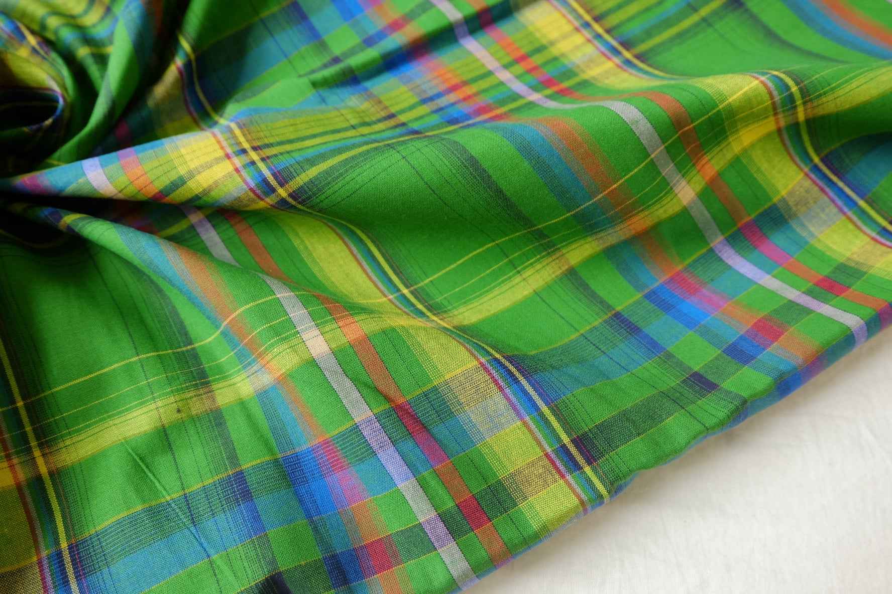 Green Yarn-Dyed Cotton Plaid Fabric - 2.19 yd