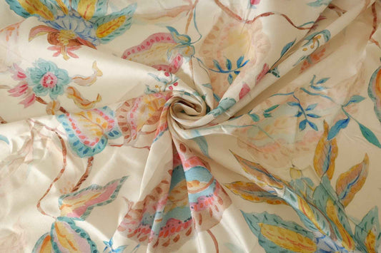 Watercolor Botanical Rayon-Tencel Dress Fabric – 2.2 yd