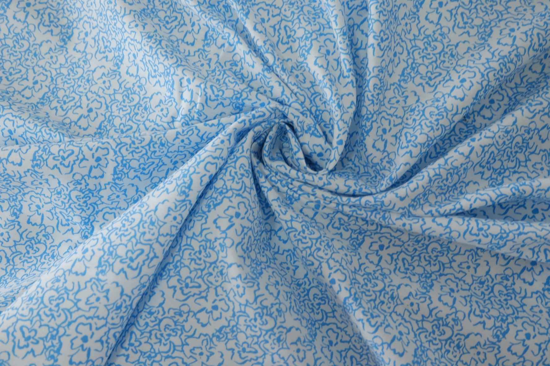 Sky Blue Doodle Floral Cotton Poplin – 3.3 yd