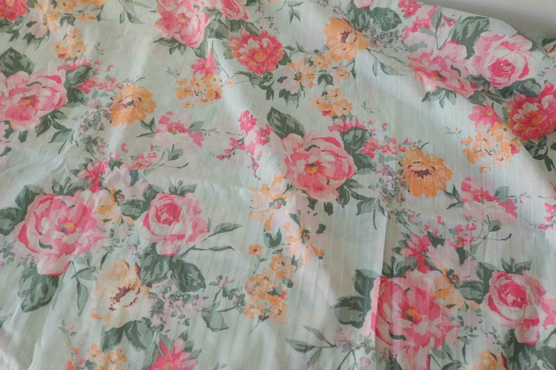 Textured Stripe Floral Cotton Fabric – 3.3 yd