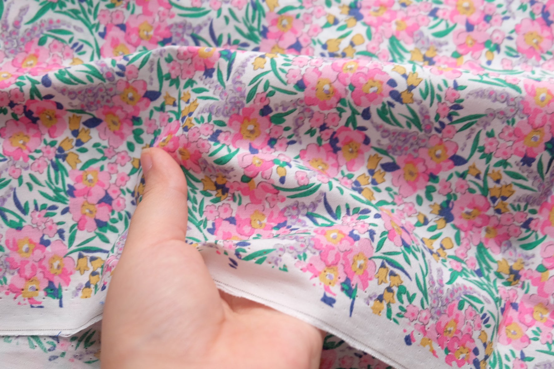 Pink Meadow Floral Cotton Poplin – 2.2 yd