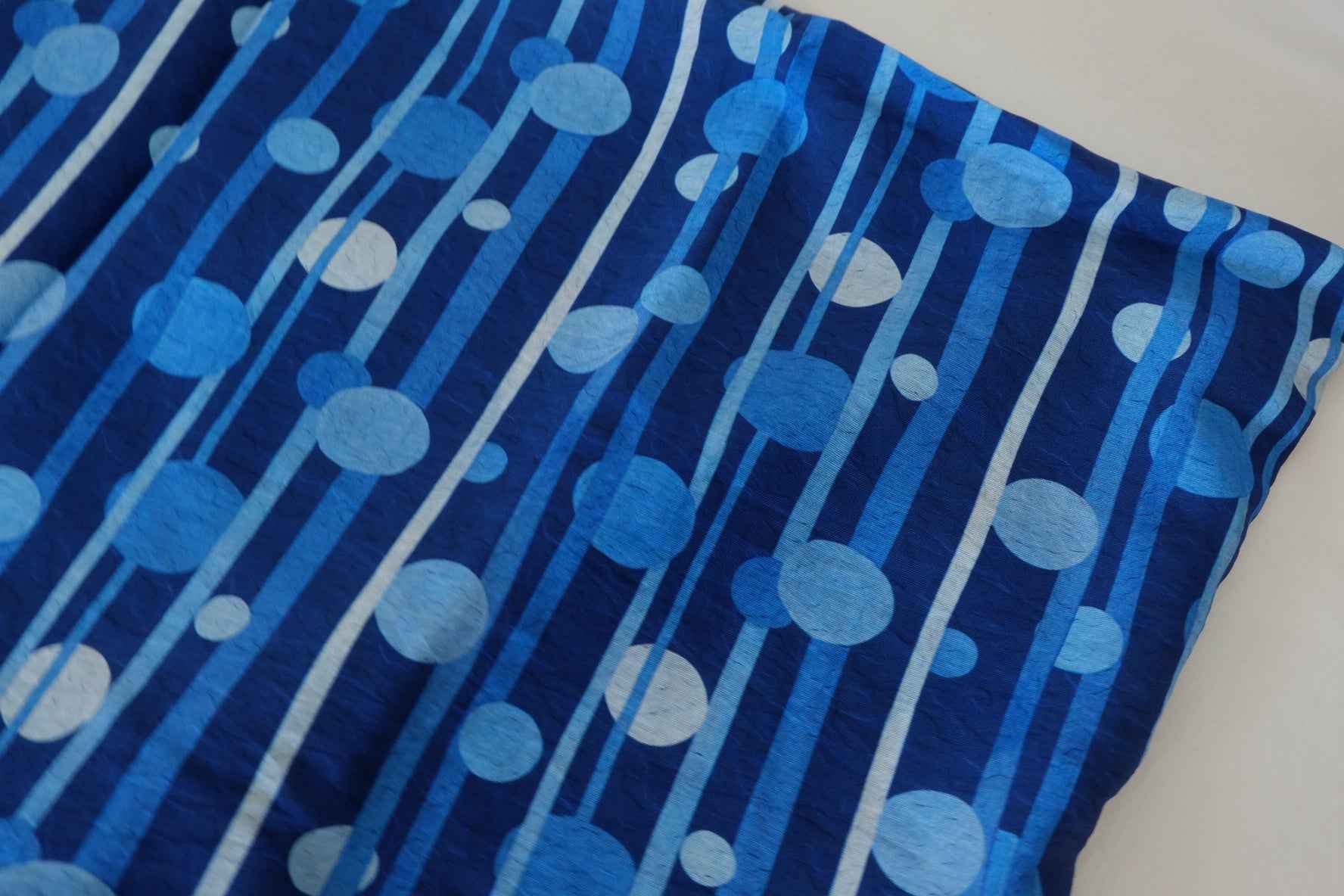 Blue Abstract Dot Stripe Fabric – Cotton Nylon Blend Drapey Fabric – 1.6 yd