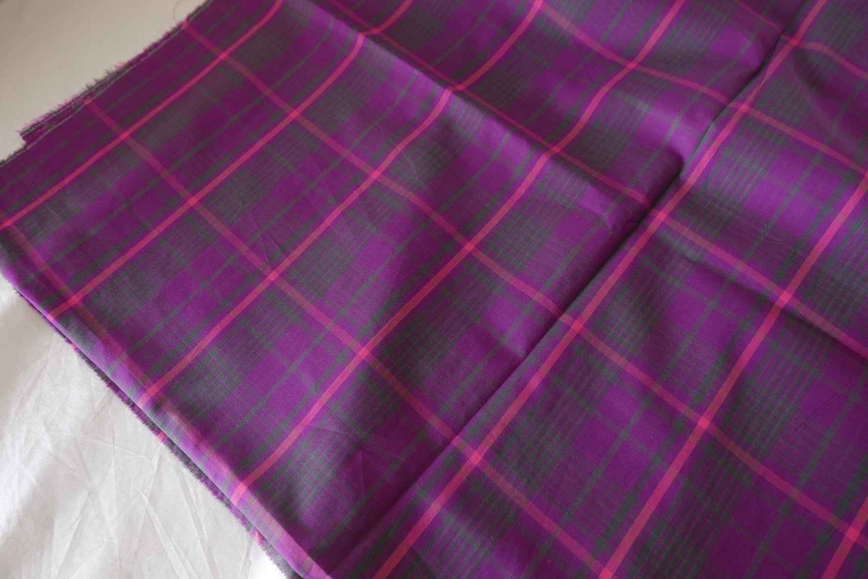 Purple Plaid Cotton Lawn Fabric – 2.2 yd