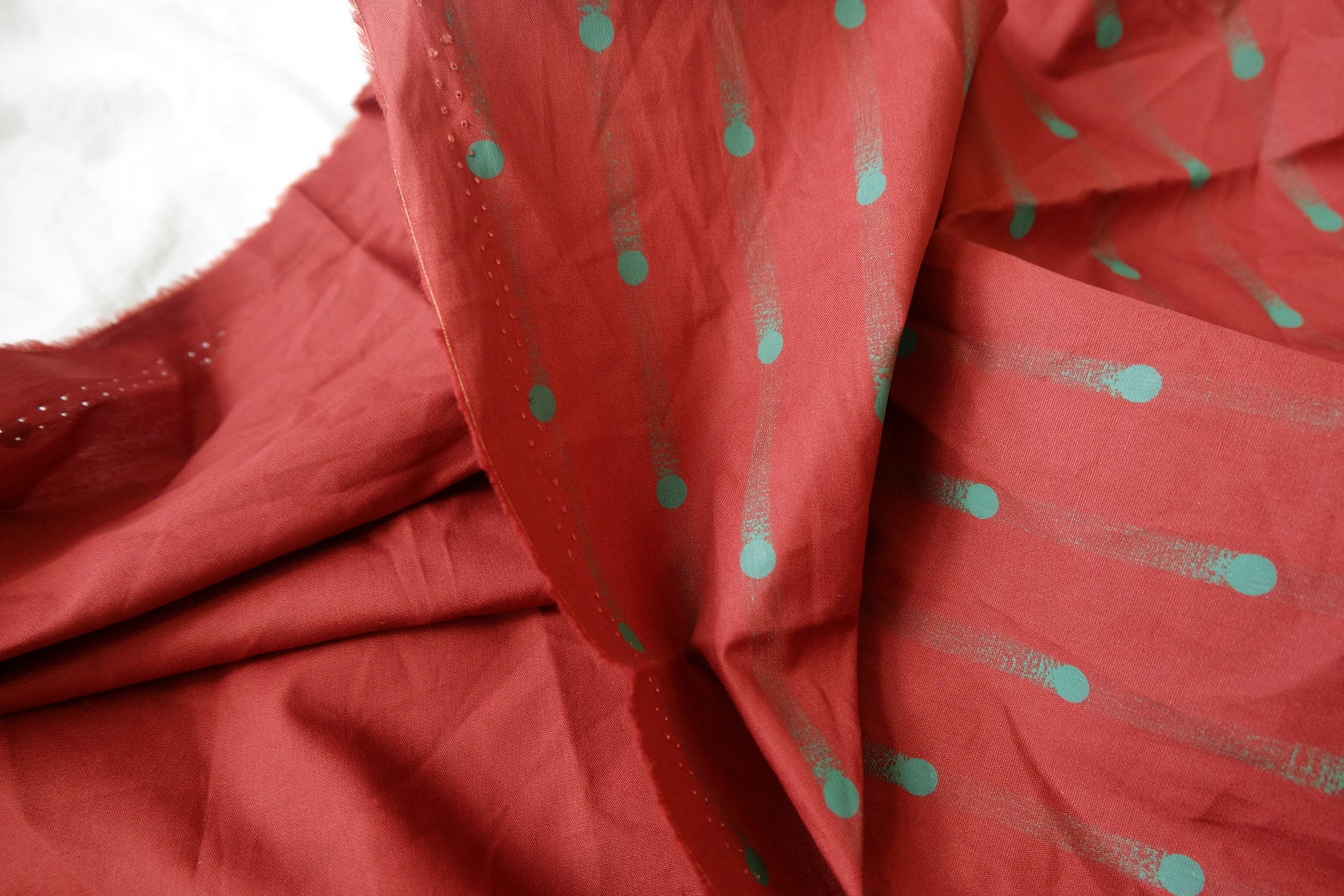 Oxblood Dot Stripe Cotton Poplin, 2.7 Yards