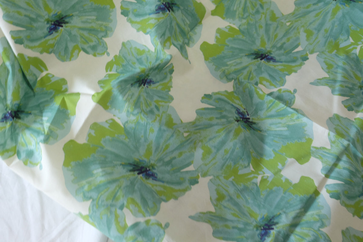 Aqua Bloom Cotton Poplin – 3.3 yd