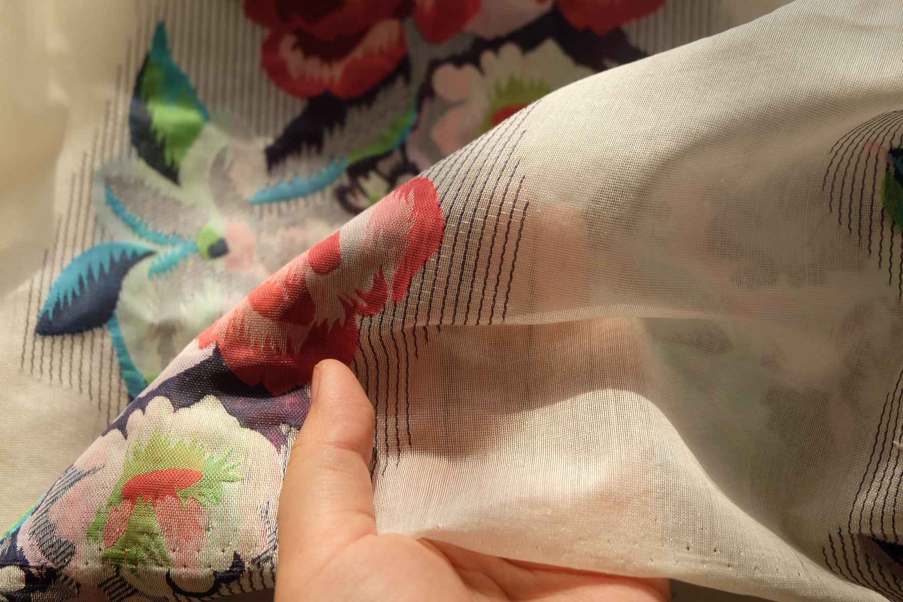 Double-Sided Floral Embroidered Organza Fabric, Statement Occasion Dress Weight, 3.28 Yards