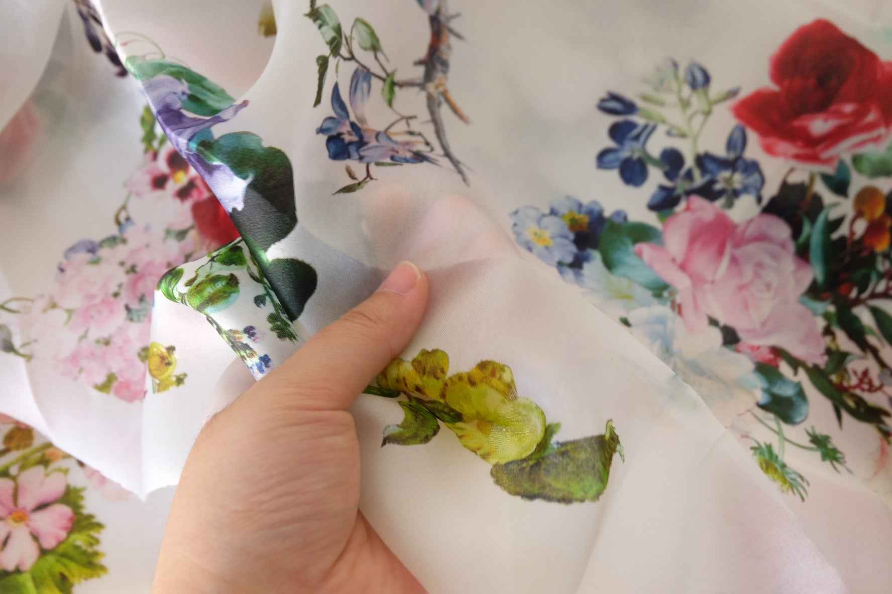 Painterly Floral Pure Silk Organza Fabric – 1.6 yd
