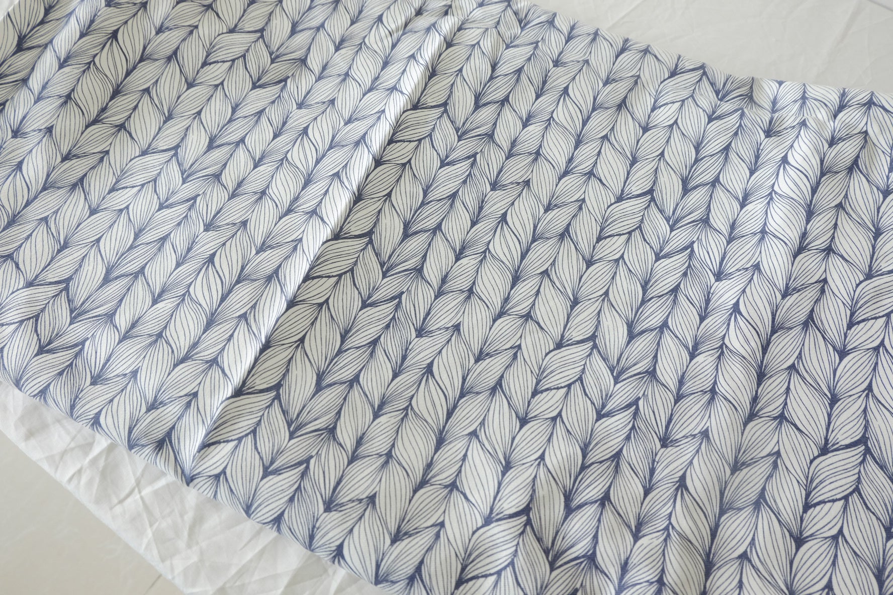 Braided Knit Illusion Print Stretch Cotton Denim Fabric – 1.64 yd Piece