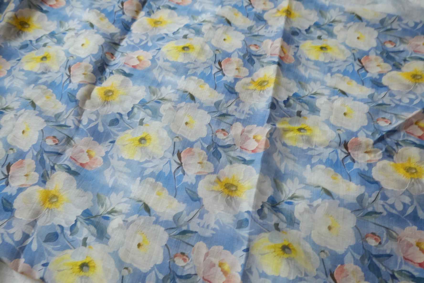 Blue Garden Tencel Ramie-Blend Fabric - 3.28 yd