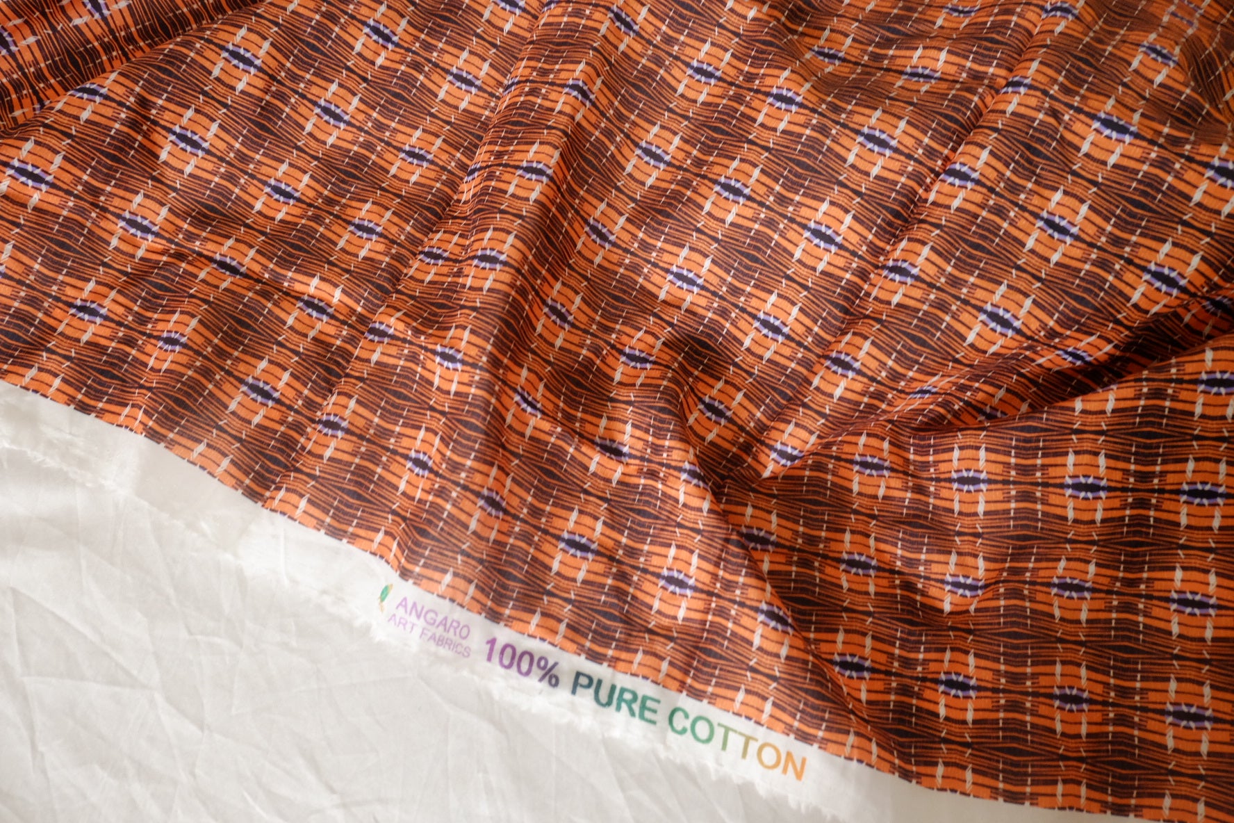 Rust Geometric Lightweight Cotton Fabric – 3.3 yd