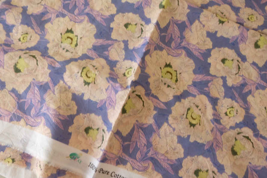 Ultra Lightweight Cotton Lawn Fabric – Vintage Painterly Floral Print-3.3 yards