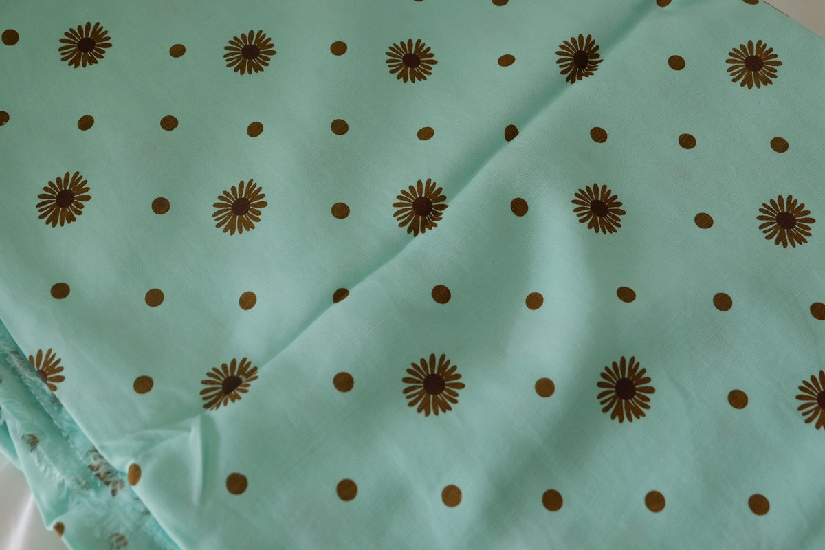 Mint Daisy – Cupro Linen Blend Fabric | 2.2 Yards