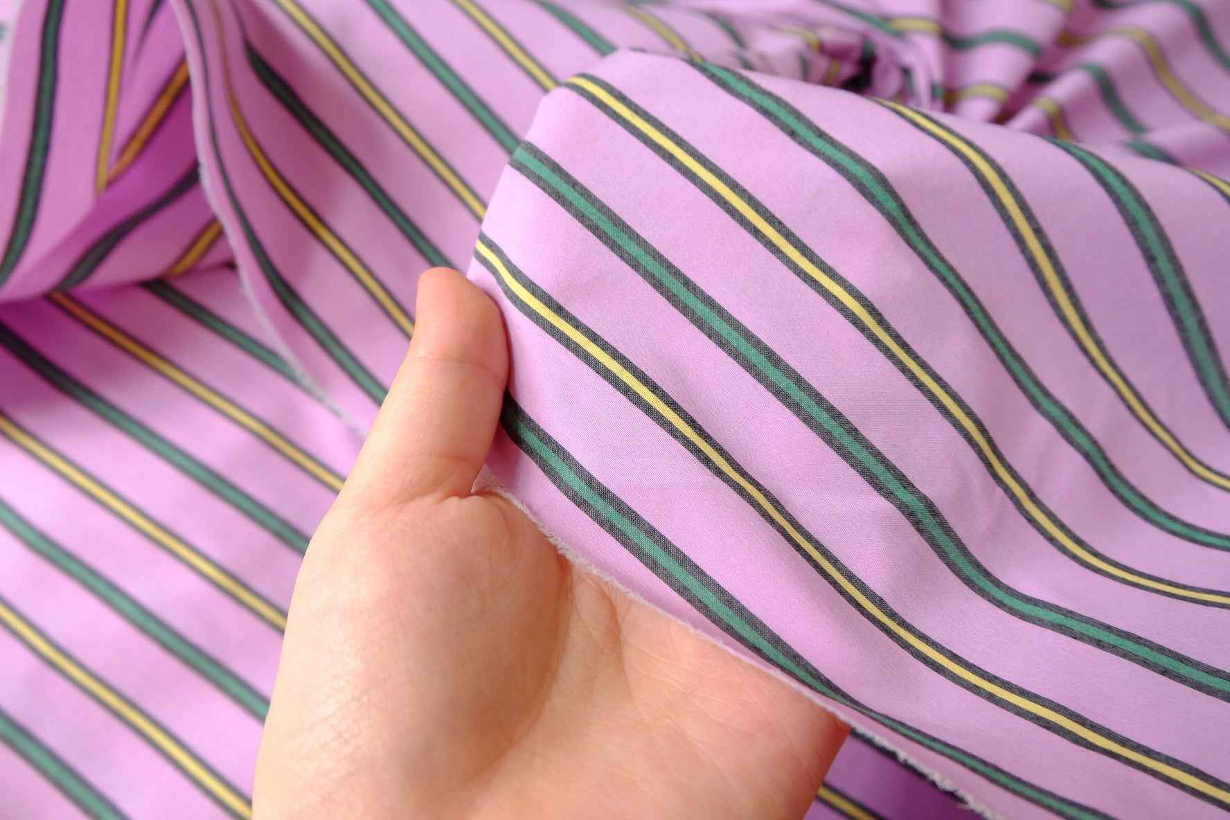 Retro Stripe Cotton Nylon Shirting Fabric - 2.08 Yards
