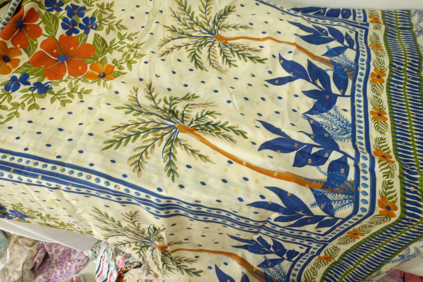 Golden Bird Garden Rayon Fabric – 1.4 yd Panel