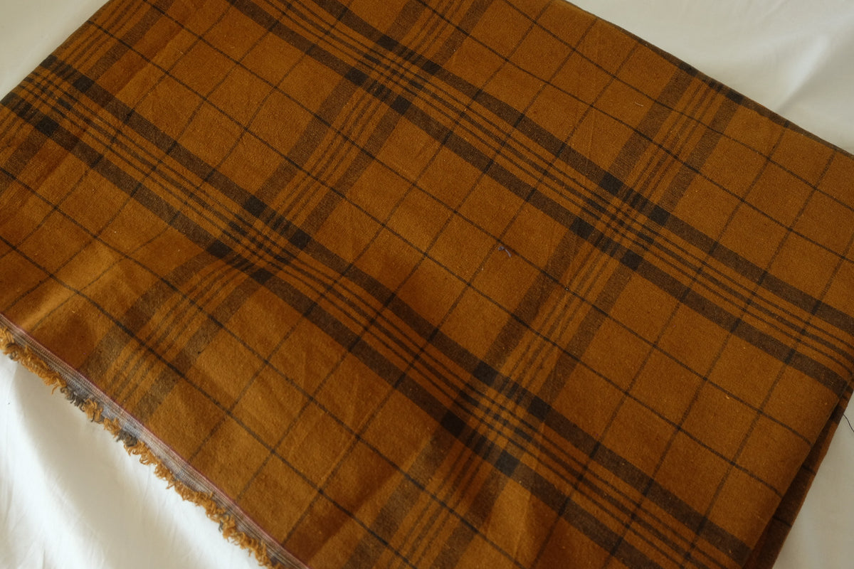 Vintage Rust Plaid Yarn-Dyed Cotton Fabric-2.2 yd