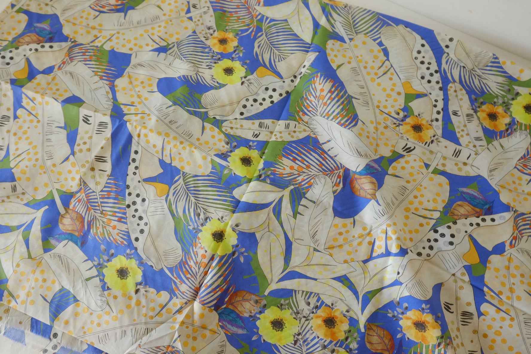 Tropical Feather Floral Lightweight Cotton Lawn Fabric –  4 yd
