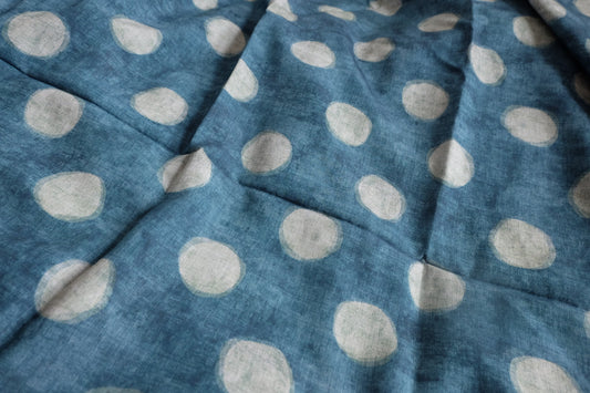 Washed Blue Dot Rayon-Linen Blend Fabric - 3.28 yd