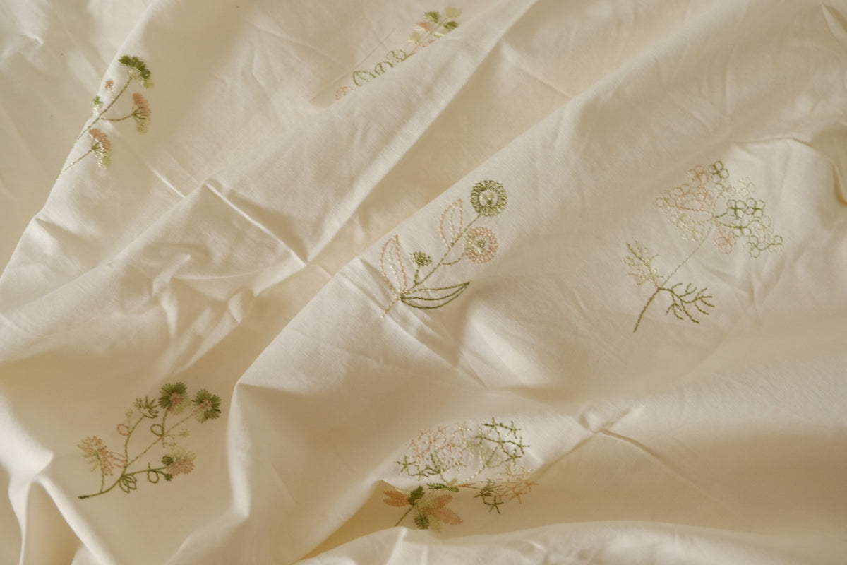 Washed Cotton Poplin with Tiny Floral Embroidery – 3.3 yd