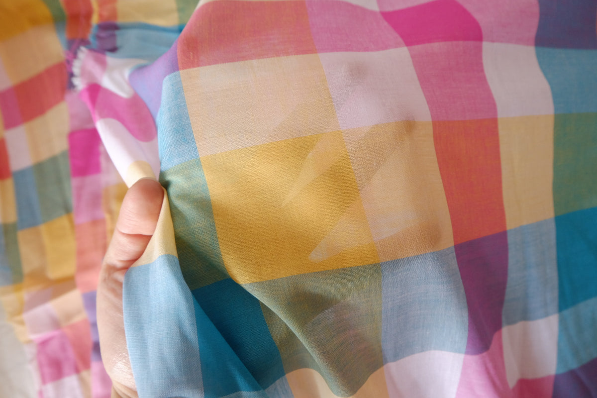 Pastel Rainbow Plaid Yarn-Dyed Cotton – 3.3 yd