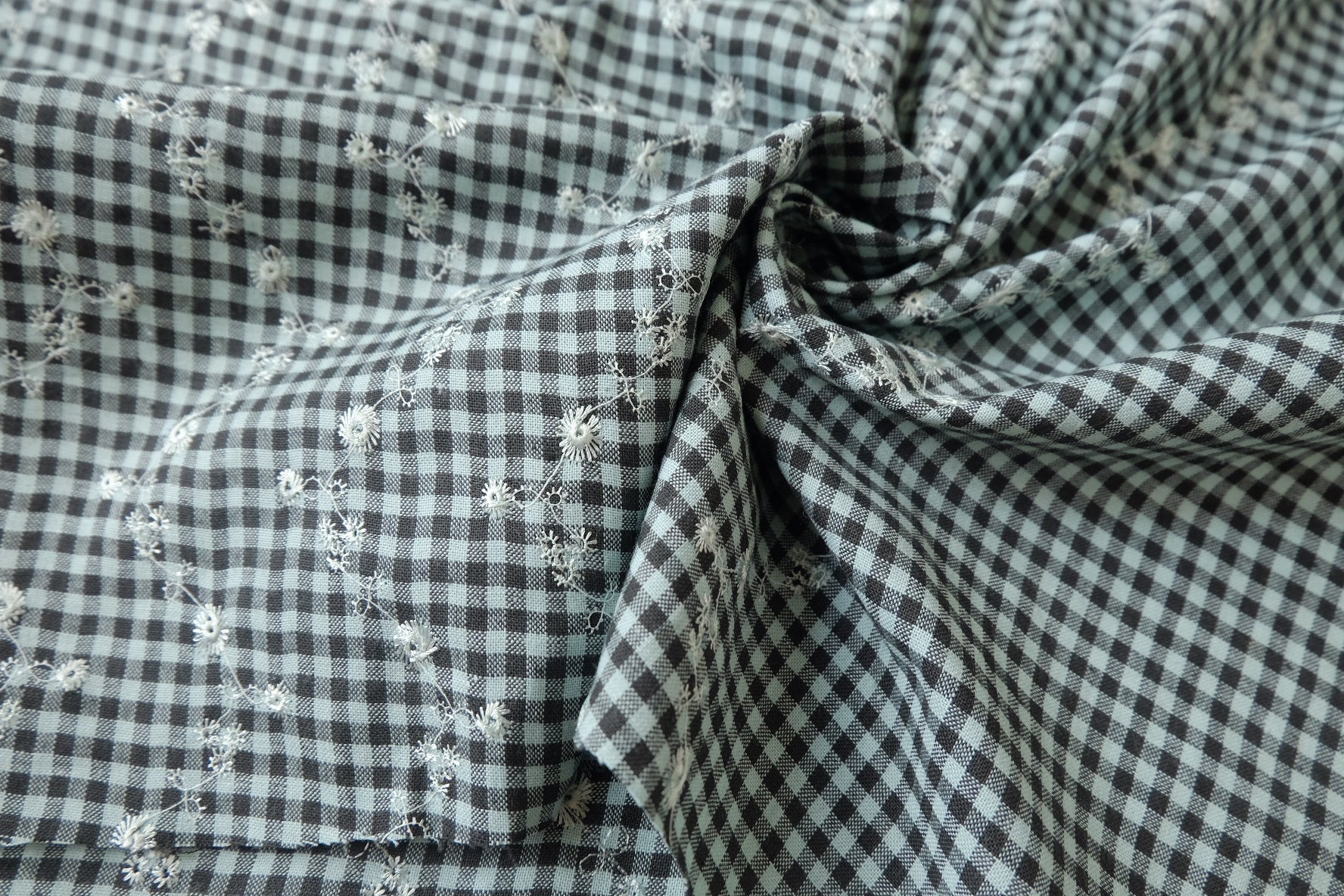 Embroidered Gingham Cotton, 2.19 Yards