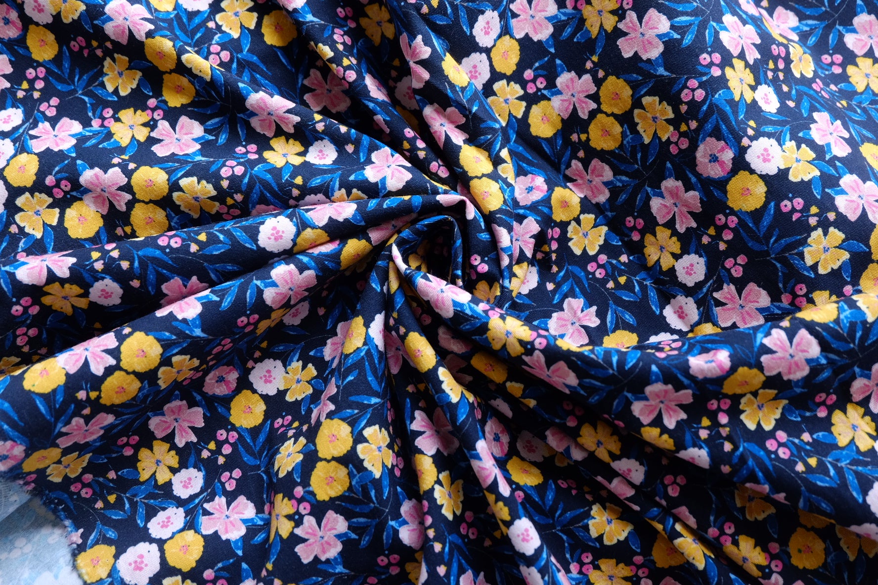 Navy Floral Heavy Cotton – 2.2 yd