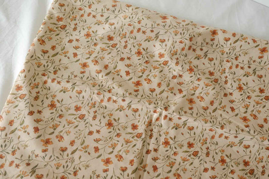 Tiny Orange Floral Cotton Poplin Fabric – 3.3 yd