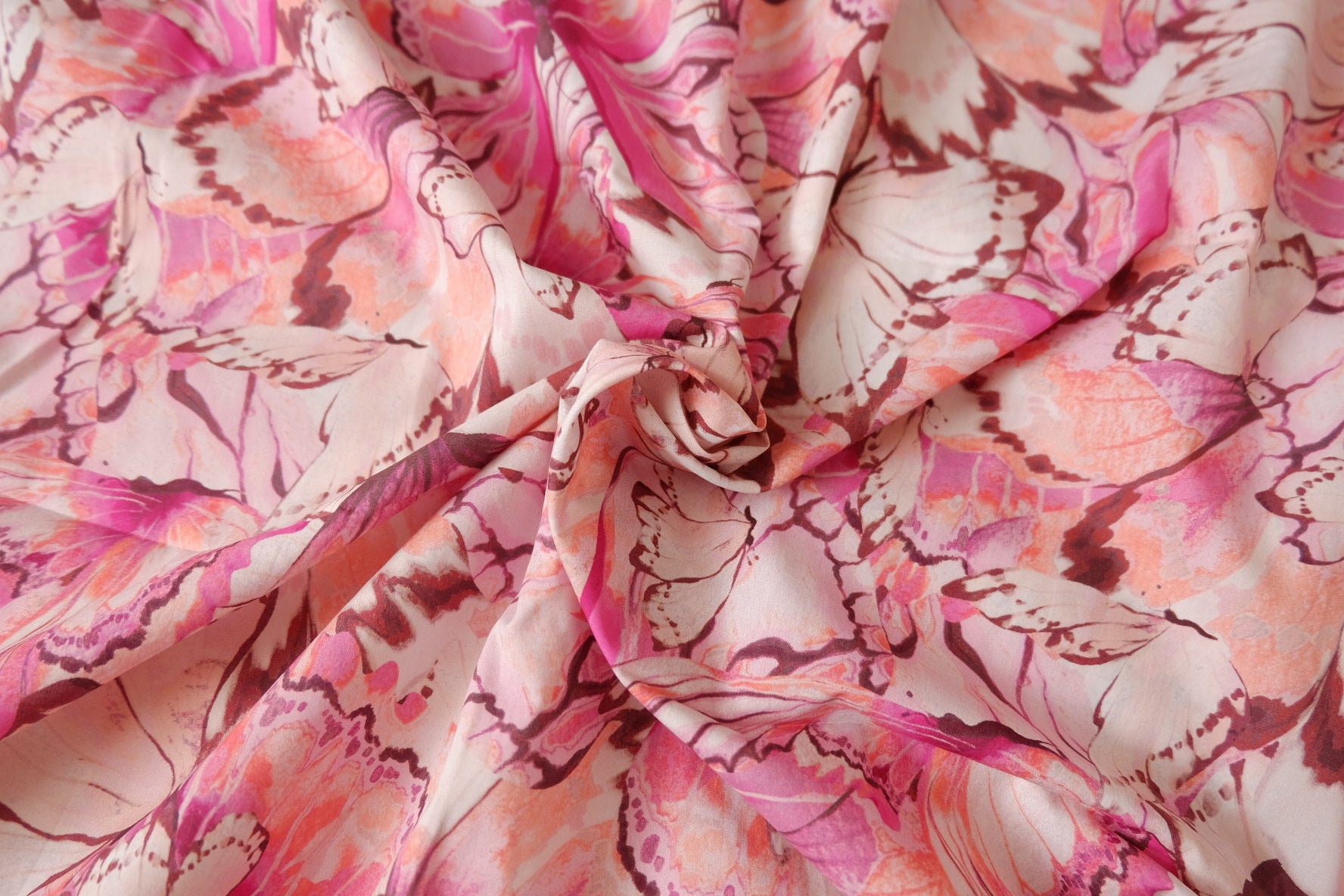 Pink Butterfly Print Cotton Poplin for Shirts and Dresses 3.3 Yards