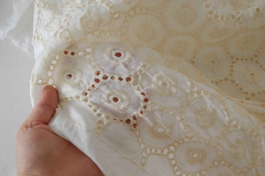 Heavy Embroidered Cutwork Linen Fabric – 2.2 yd