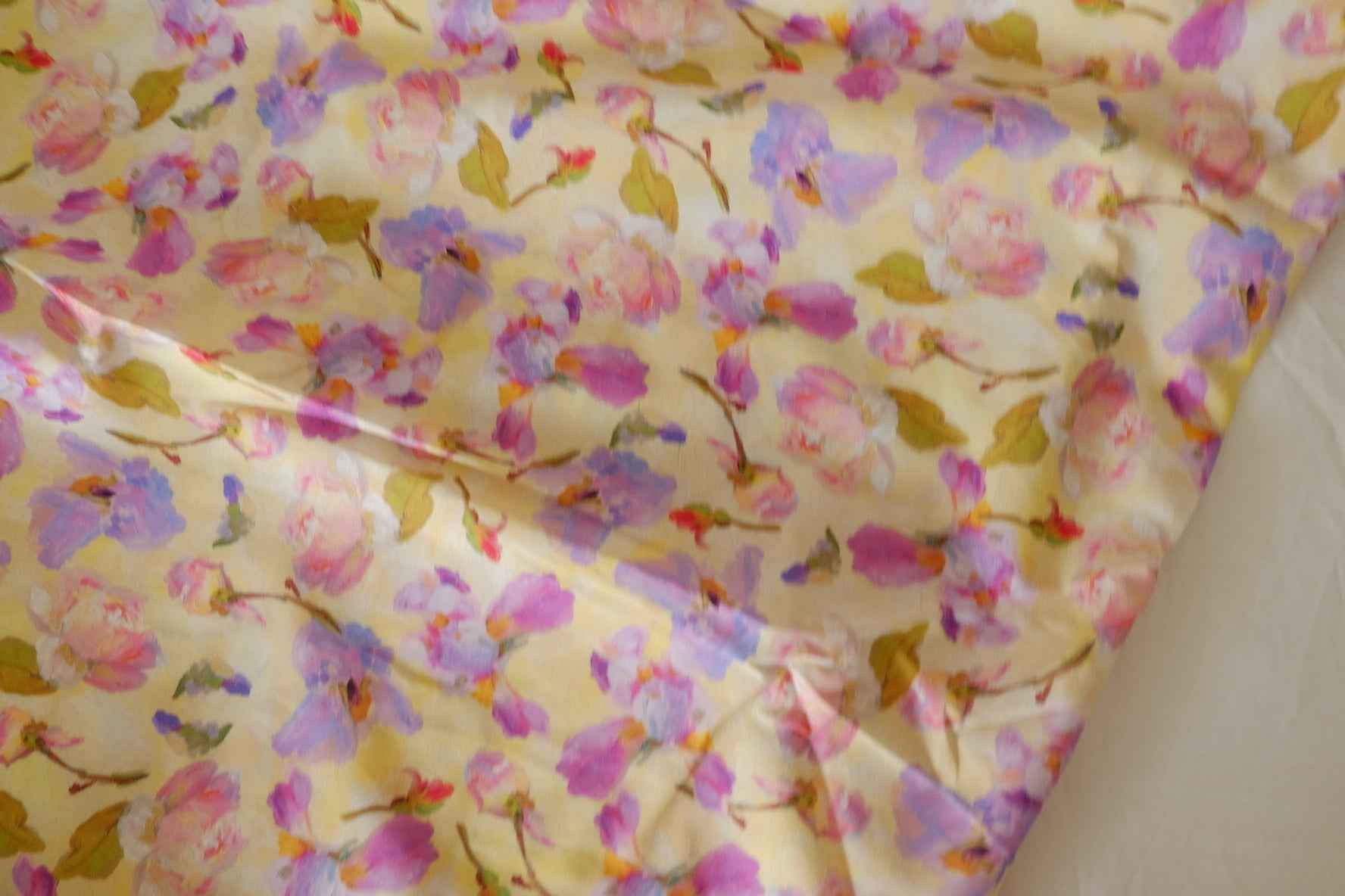 Yellow Watercolor Floral Cotton Lawn — 2.95 yd