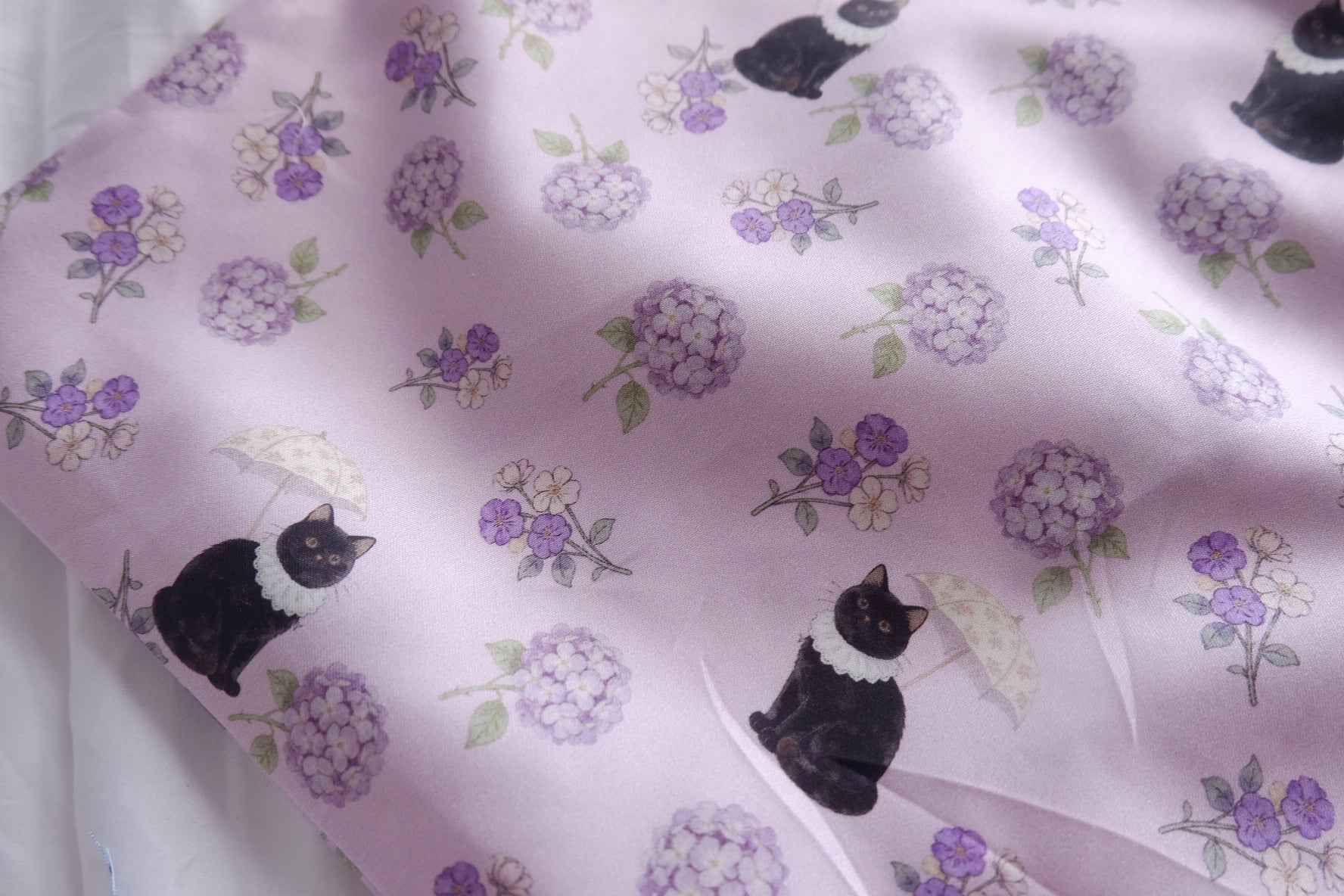 Black Cat Garden Cotton Sateen Fabric - 2.19 yd