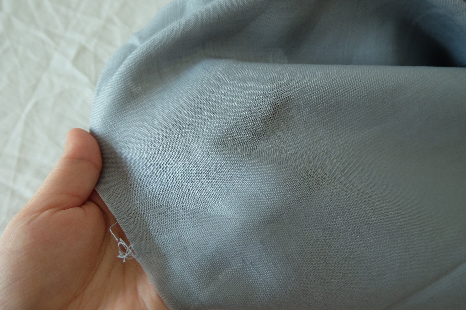 Heavy 17s Pure Linen Fabric in Pale Grey Blue - 3 yd