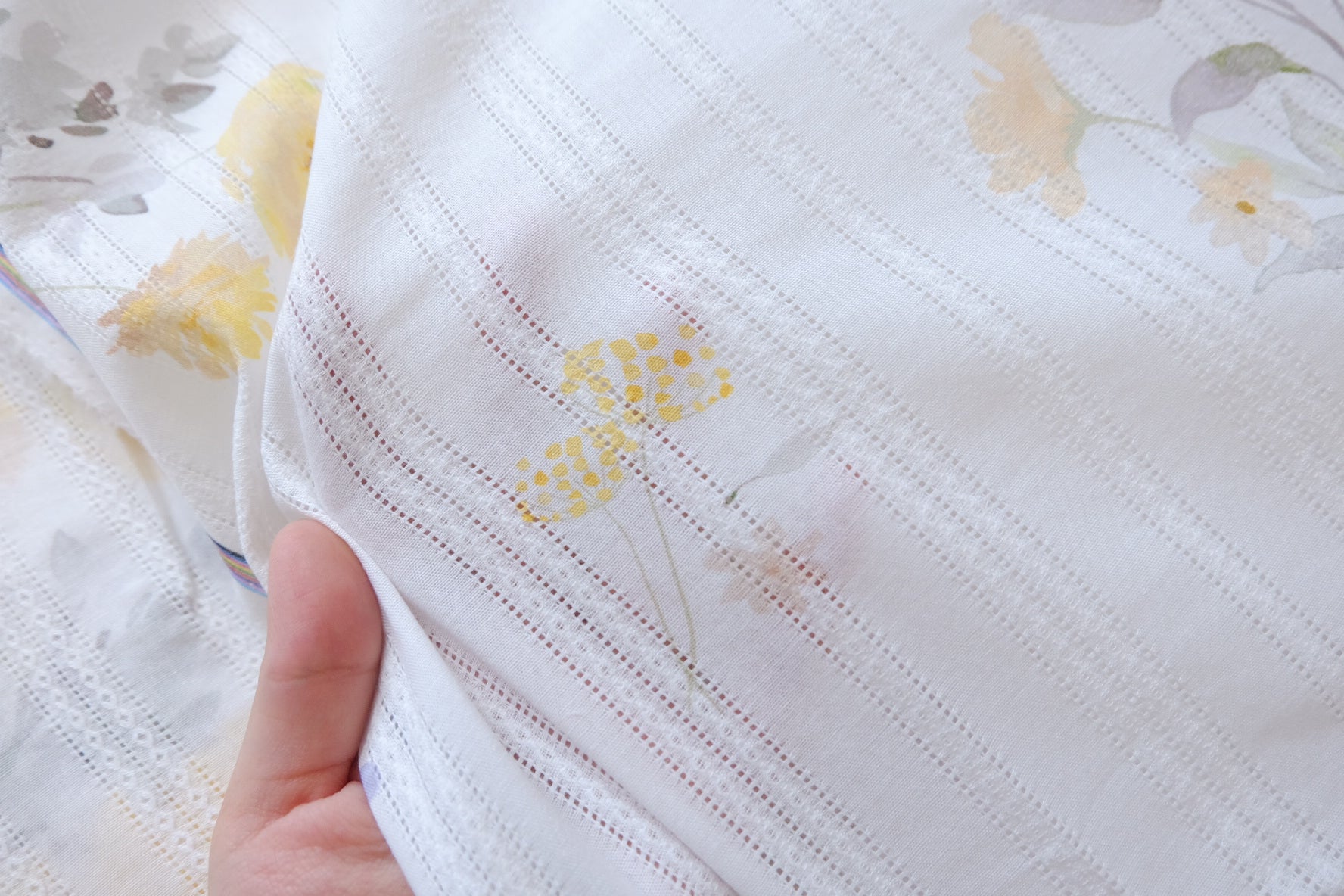 Soft Yellow Floral Jacquard Cotton Fabric - 1.64 yd