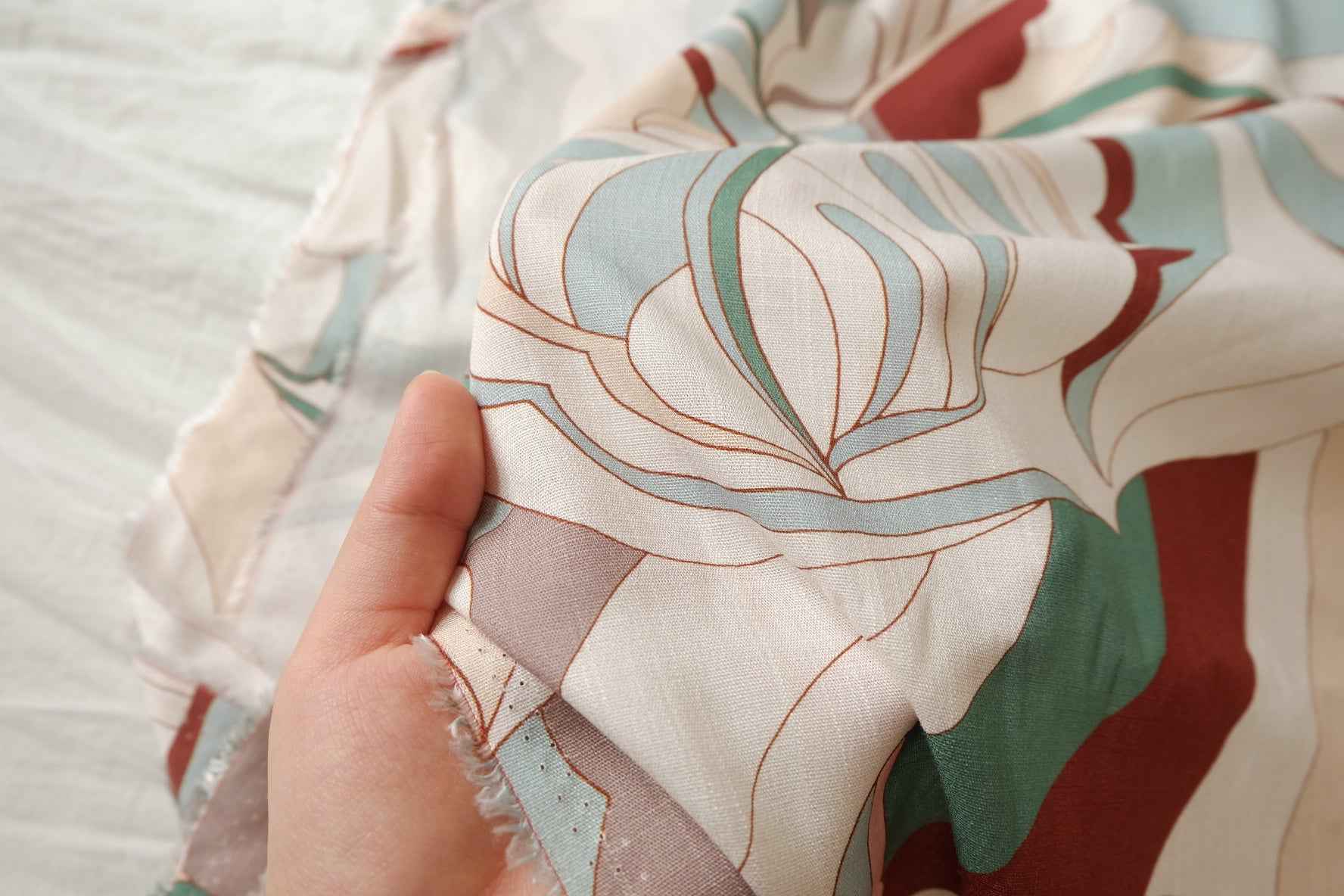 Linen-Lyocell Modern Leaf Fabric - 1.64 yd