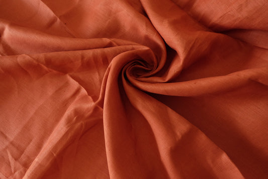 Heavy 17s Pure Linen Fabric in Rust Orange - 2.2 yd