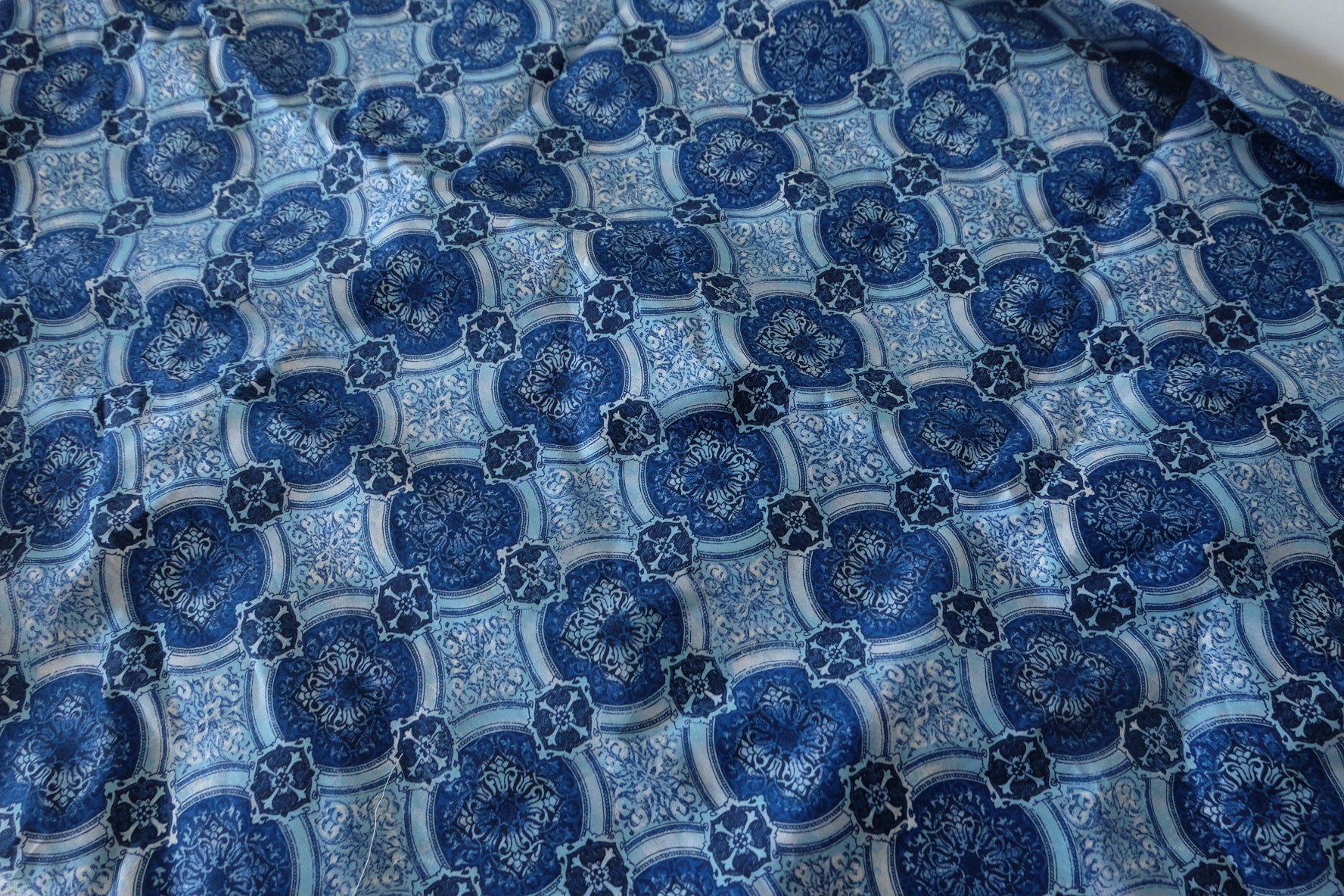 Blue Tile 60s Lightweight Cotton Poplin Fabric - 2.2 yd