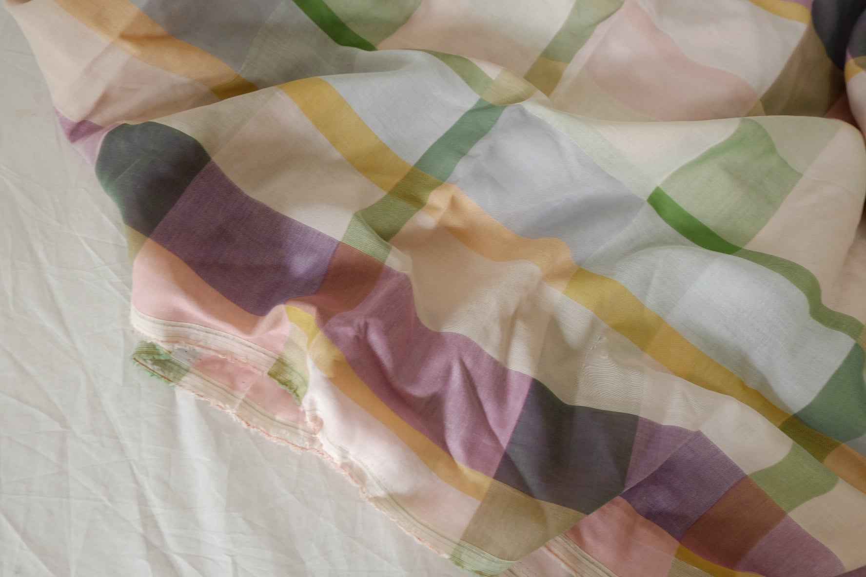Pastel Yarn-Dyed Cotton Check Fabric – 2.2 yd