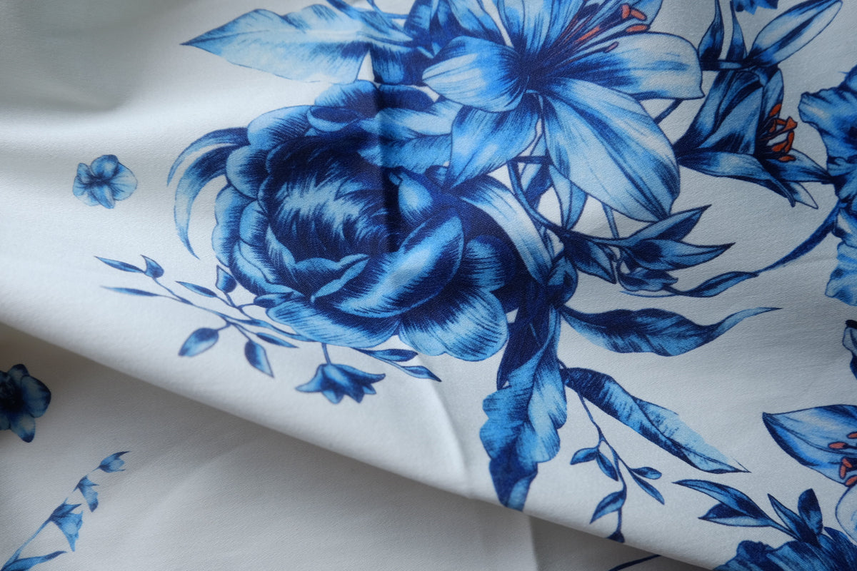 Cobalt Floral Cotton Sateen — 2.2 yd / 3.1 yd