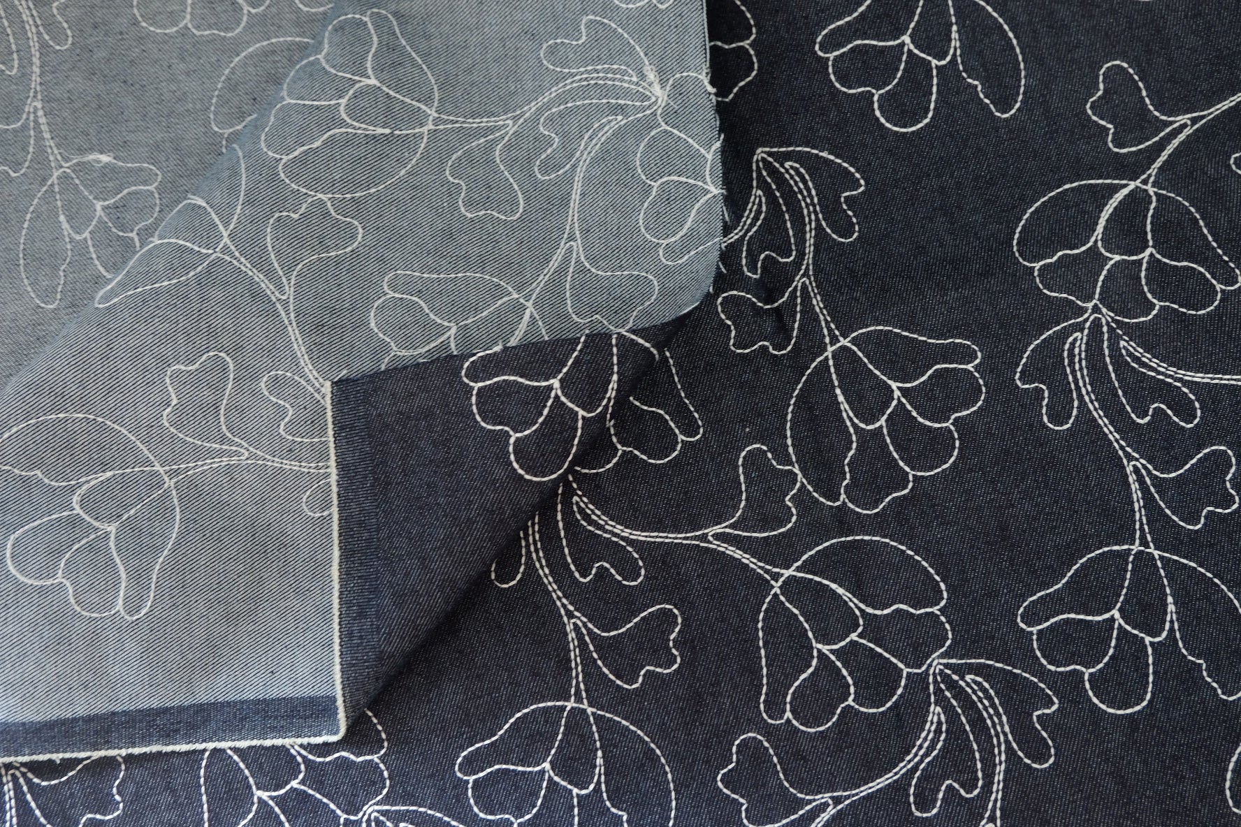 Embroidered Cotton Denim Panel – 1.1 yd