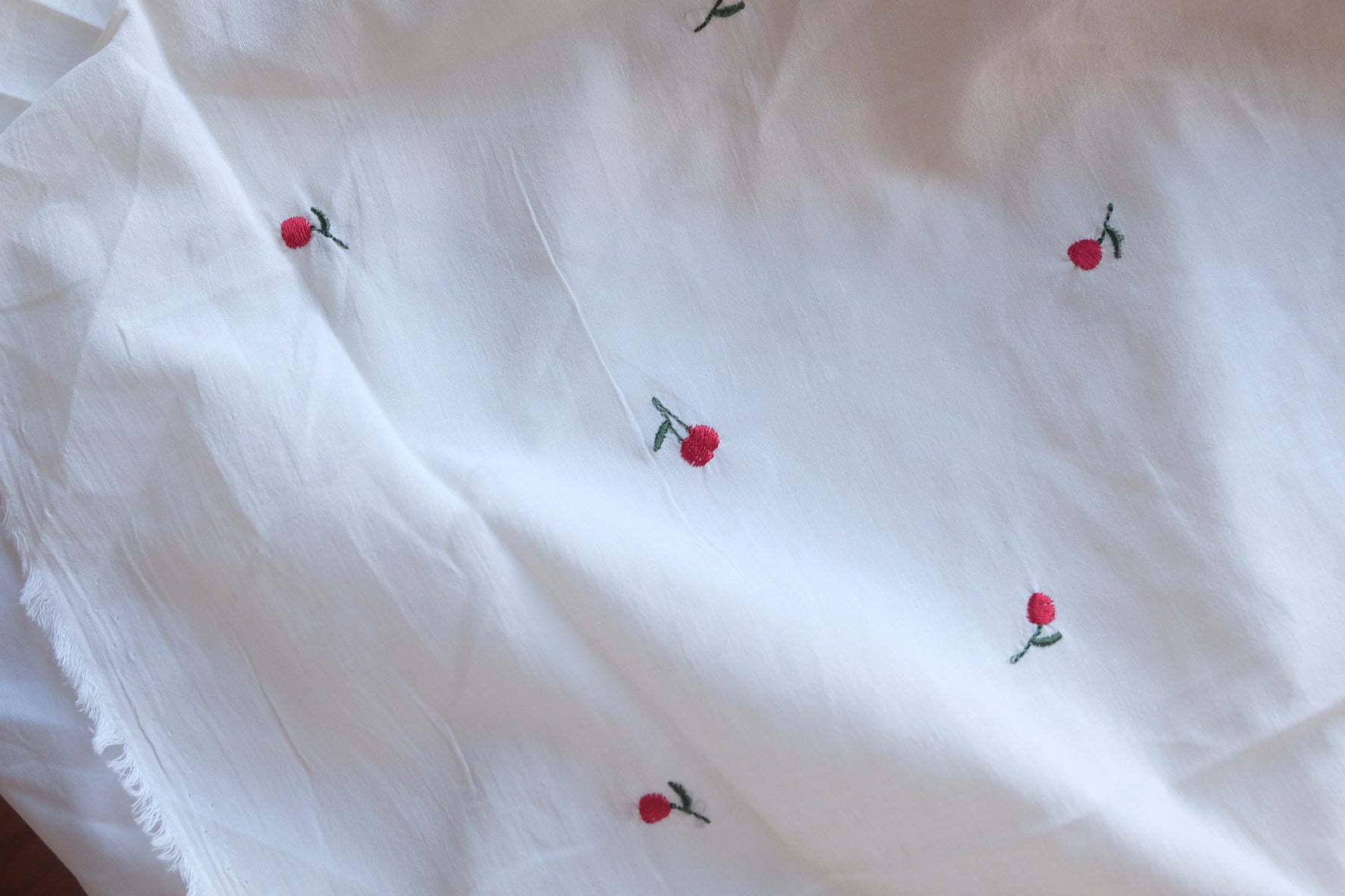 Tiny Cherry Embroidered Cotton – 2.2 yd