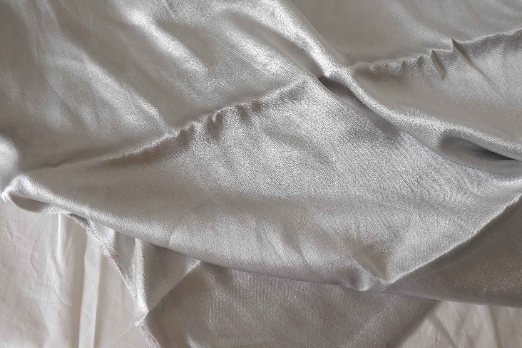 Silver Cupro Satin Fabric – 2.19 yd