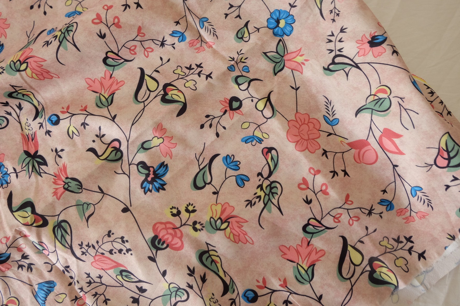 Vintage Garden Satin Fashion Fabric – 1.64 yd