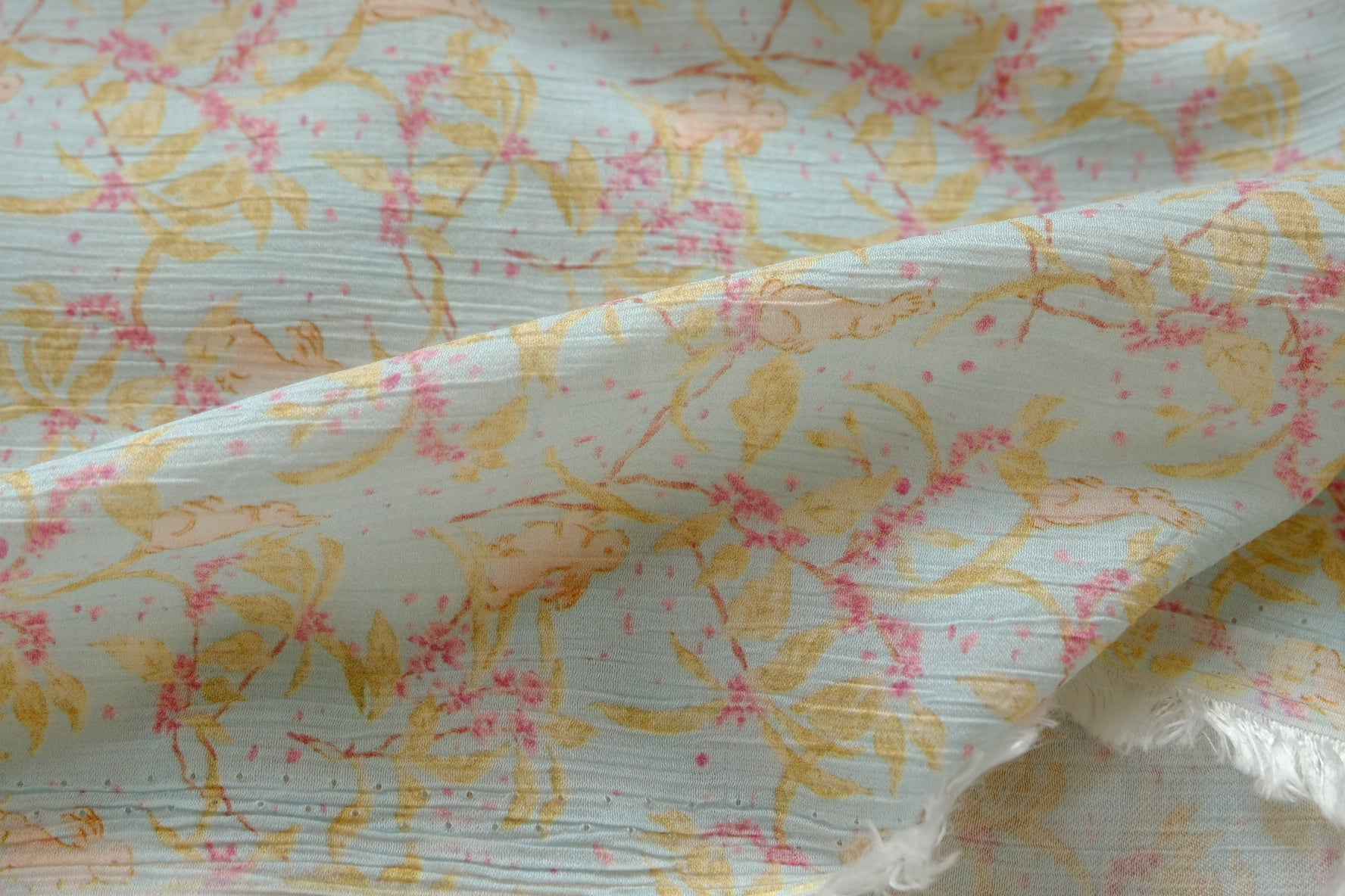 Pastel Bunny Tencel Cotton Fabric, Soft Textured Summer Dress Weight, 3.28 Yards