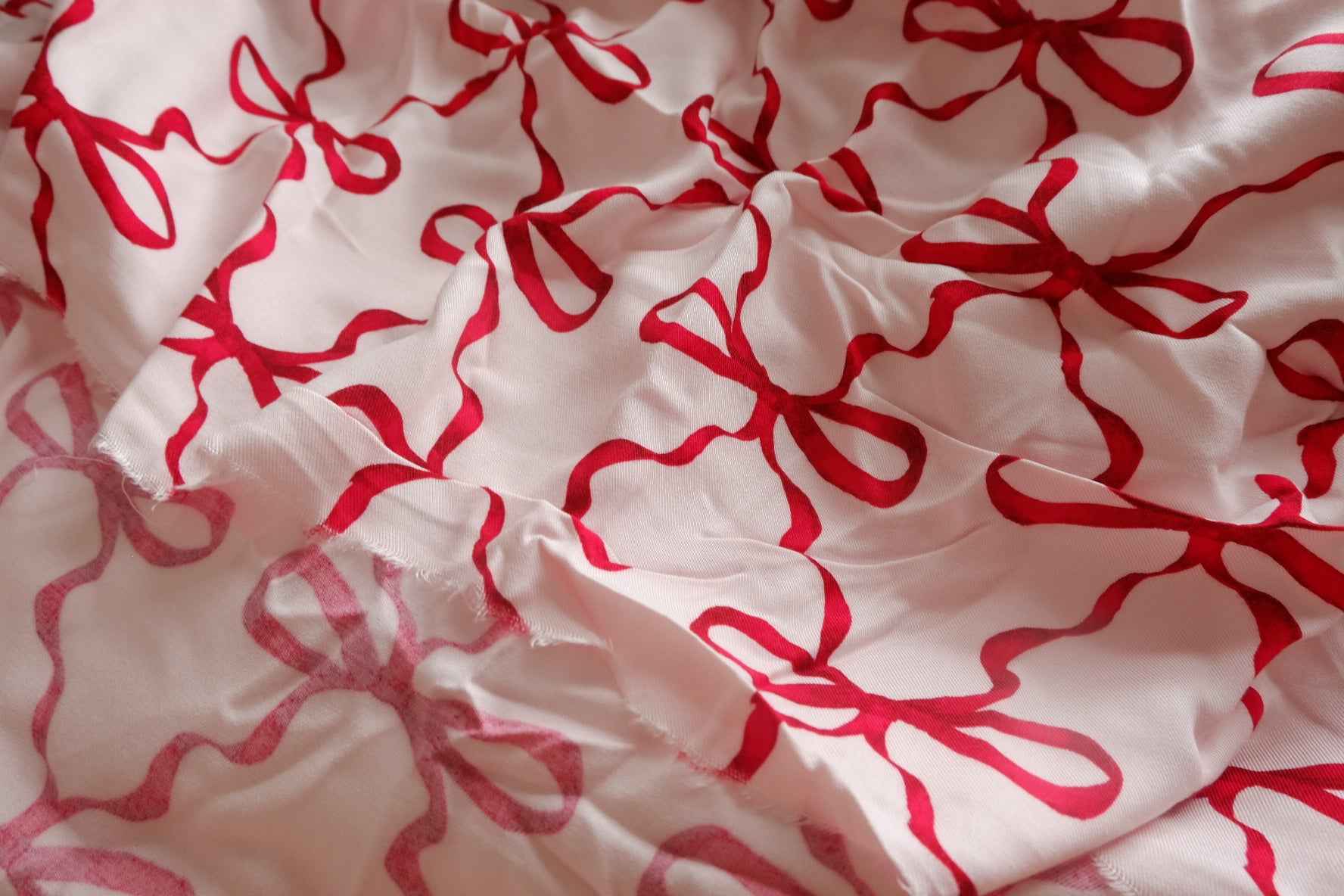 Red Bow Rayon Challis Fabric - 3.28 yd