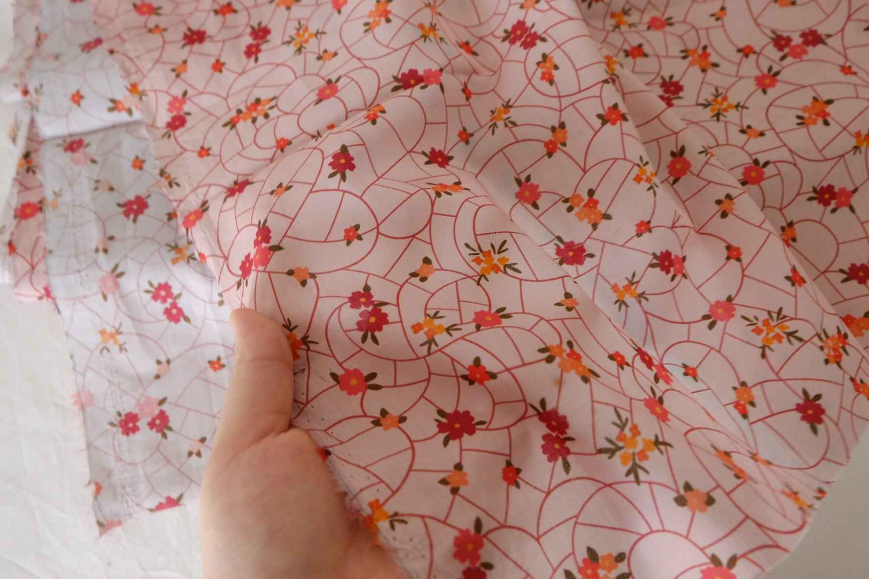 Pink Scattered Floral Cotton Lawn Fabric – 3.3 yd